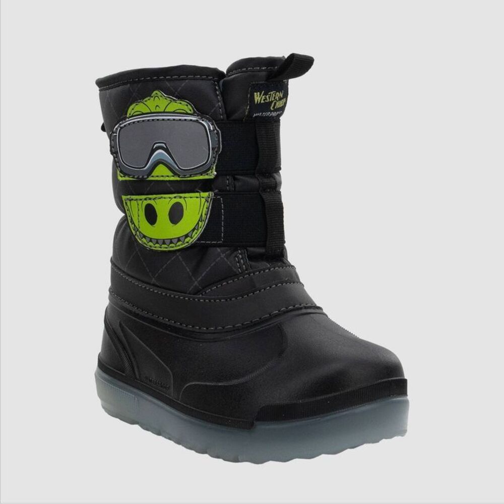 Toddler Boys' Denali Lighted Faux Fur Dinosaur Winter Boots - Black 7T